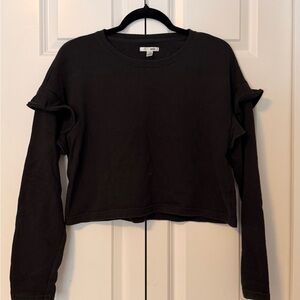 Muse Black Ruffle Sleeve Crop Top